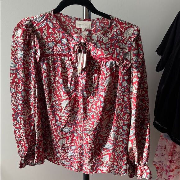 MELLODAY Tops - MELLODAY Red and White Floral Blouse